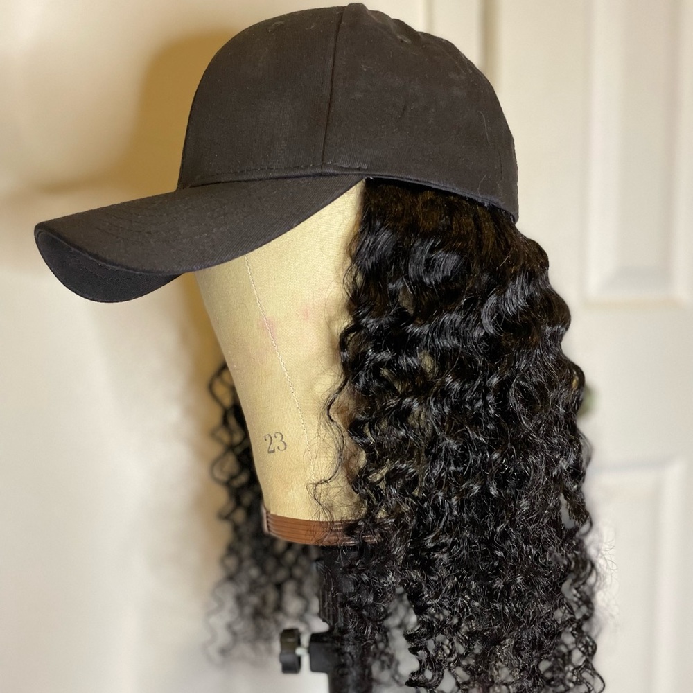 22” Brizillian Body Wave Black Adjustable Baseball Cap Wig | On The Go Wig